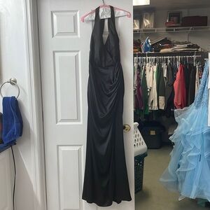 Black David’s Bridal bridesmaids dress.